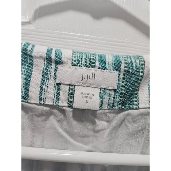 J.Jill Dress Women's Small Sleeveless Woven Embroidered Green Stripe 100% Cotton - Picture 2 of 8